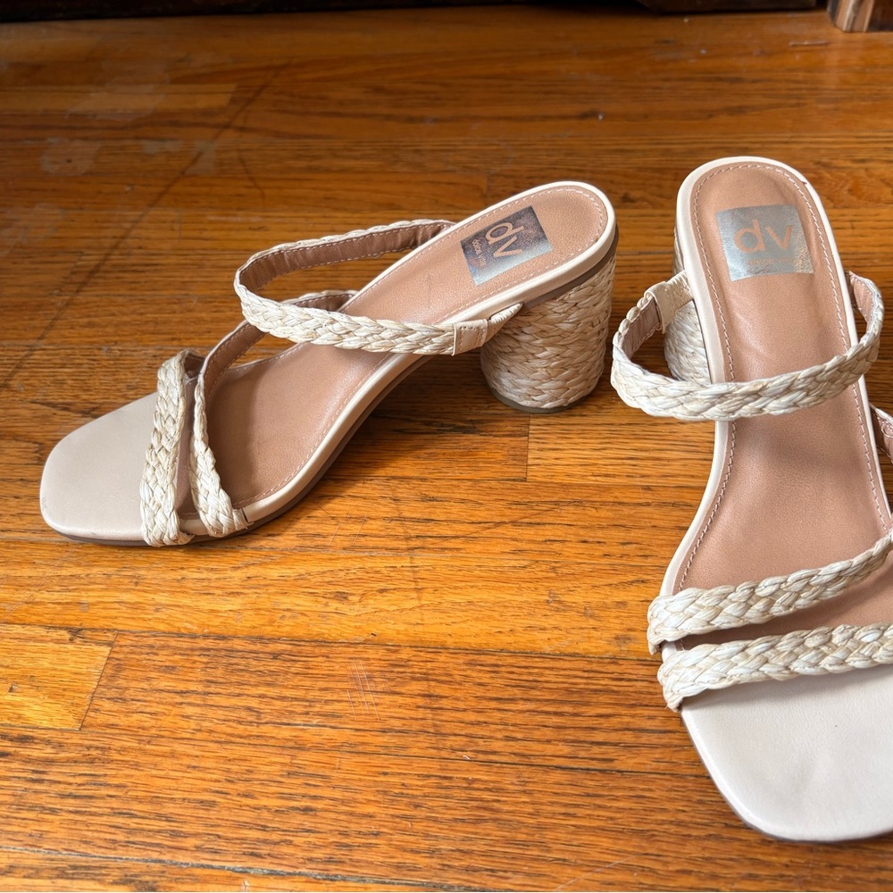DV by Dolce Vita Cream Braided Strap Block Heel Sandals